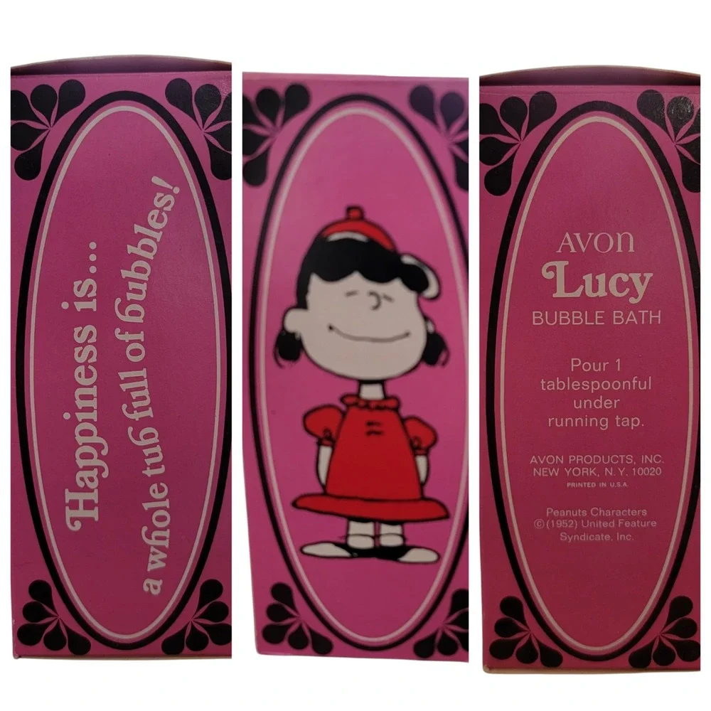 Vintage 1970s‎ Avon Lucy Bubble Bath 4 fl oz Peanuts Collectible Pink Box